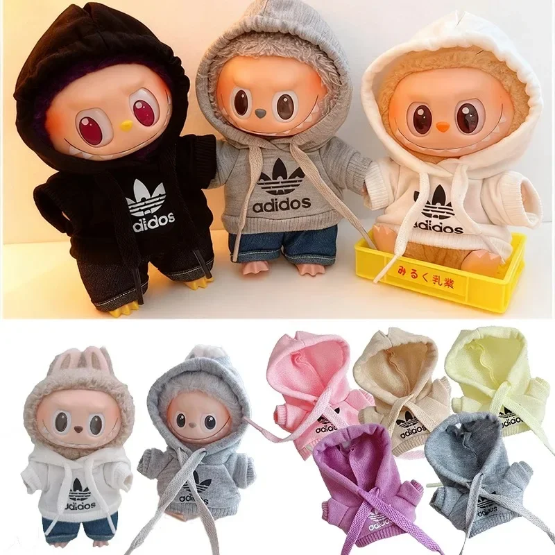 4.0 الوحوش دبوس الحب سلسلة 15 17 سنتيمتر ل Labubu دمية ADI هوديي الملابس الكورية المعبود أحذية رياضية مجموعة الملابس الإكسسوارات