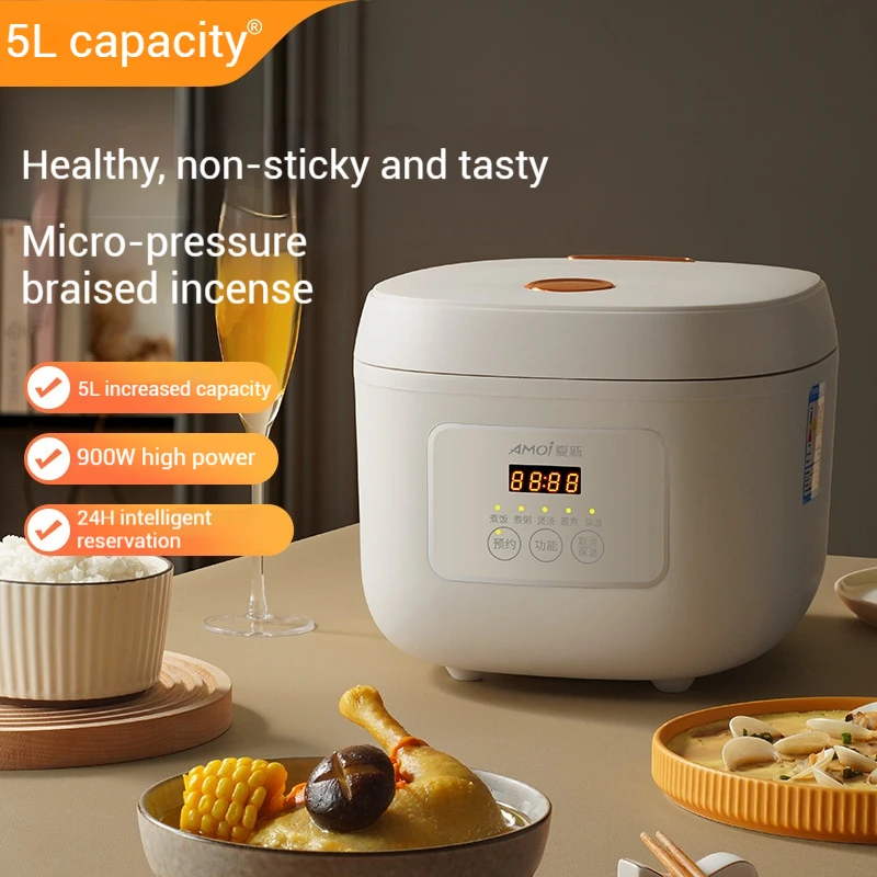 5L large capacity household smart rice cooker 24H reserved insulation fast cooking non stick inner pot rice cooker