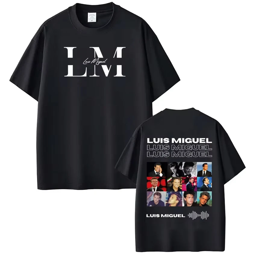 Camiseta de algodón 100% con gráficos del álbum de cantante Luis Miguel para hombre, camiseta de manga corta con cuello redondo Retro Unisex de gran tamaño de Hip Hop a la moda