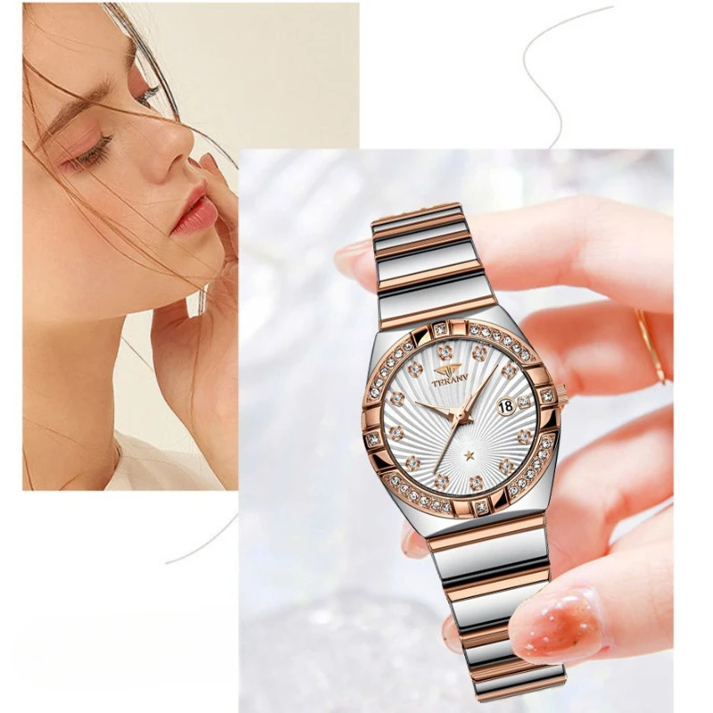 Fashion New Gift Women's Calendar Watch Alloy Steel Strip Waterproof Night Light Women's Watch