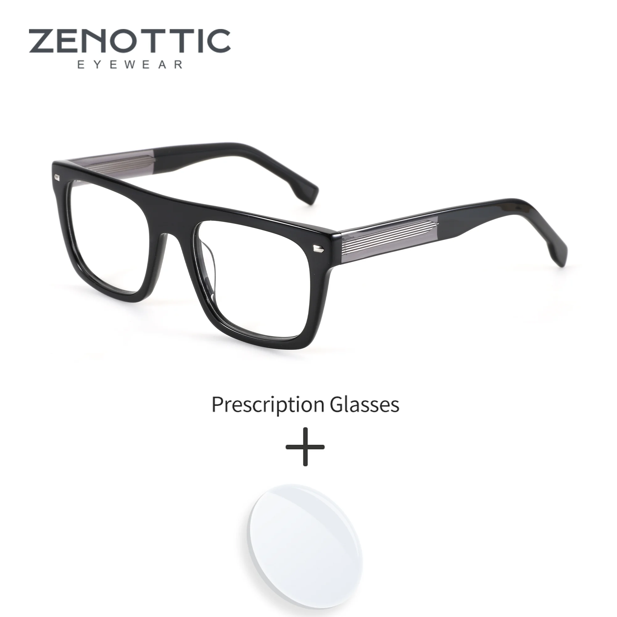 

ZENOTTIC S Size Men's Acetate Prescription Glasses Square Progressive Multifocal Lenses Photochromic Optical Eyewear