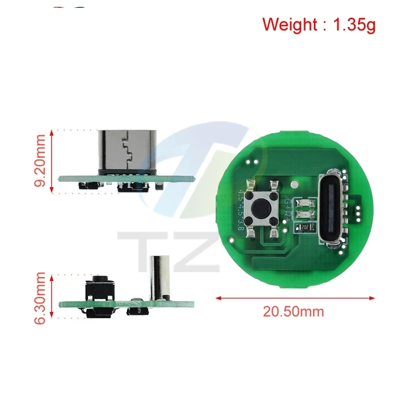 1/5PCS Strong Flashlight Driver Board 5W 10W Flashlight Driver Board Three-speed Control Type-c Charging and Discharging Module
