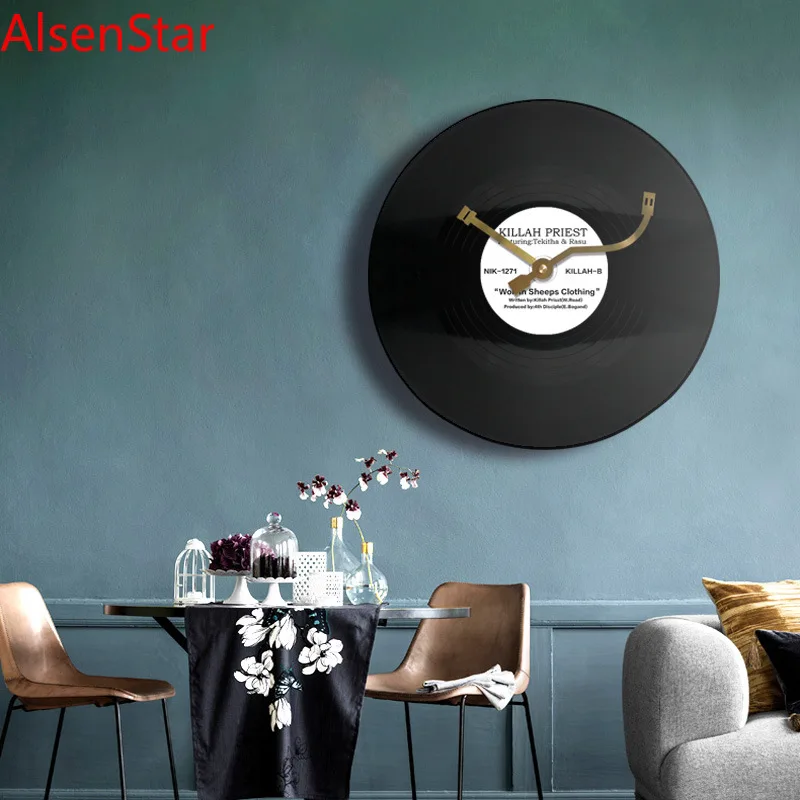 

12 Inches Vinyl Record Retro Creative Clock Silent Light Luxury Wall Clock Cafe Bar Decoration Wall Hanging Clock Watch