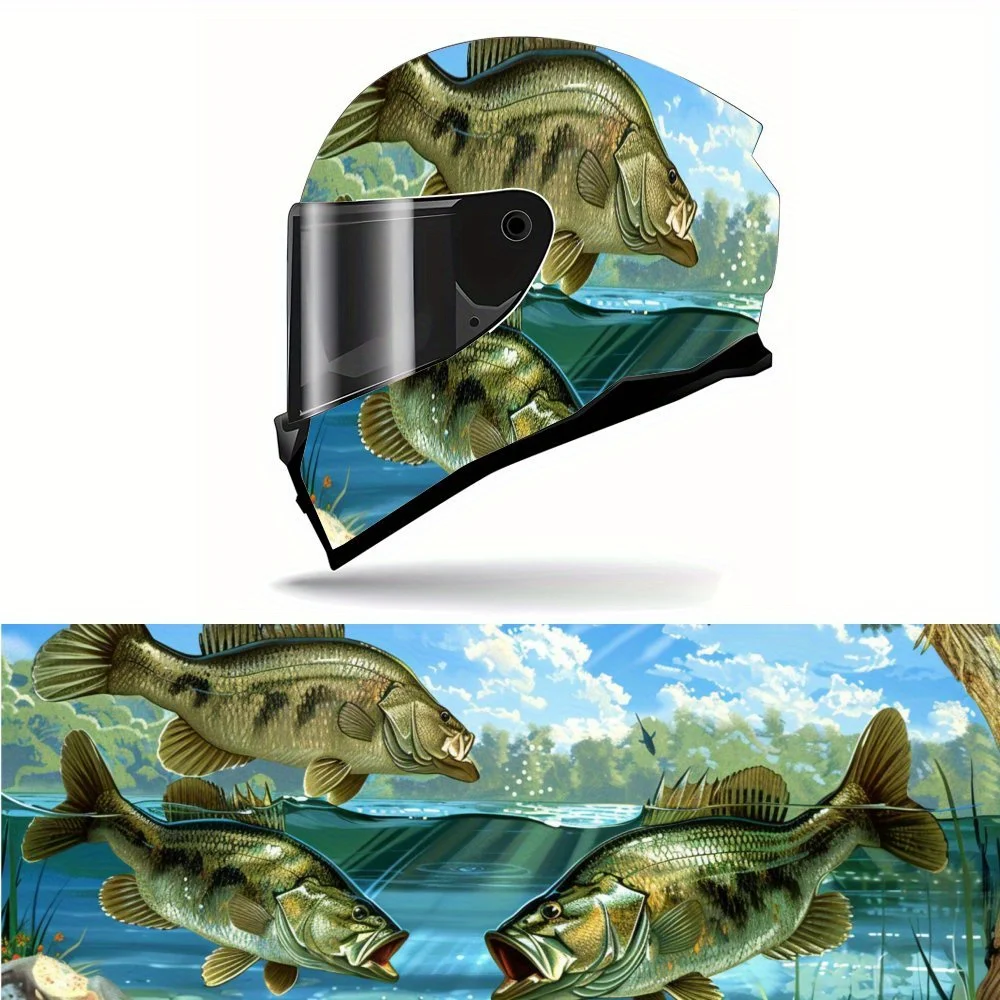 

Морской бас, плавание в озере, полная наклейка на шлем, мотоциклетный шлем, гоночная графическая наклейка, виниловая пленка, декоративный шлем
