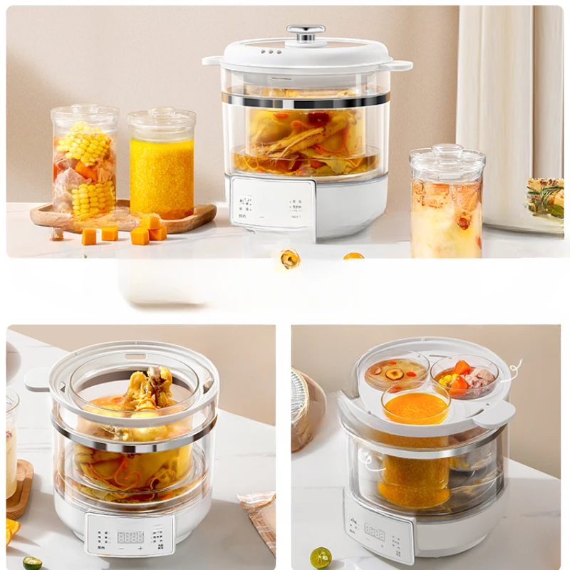 Electric Cooker Large Capacity, Water Stew, Household Glass Stew Cup, Porridge Artifact, Automatic Soup Pot