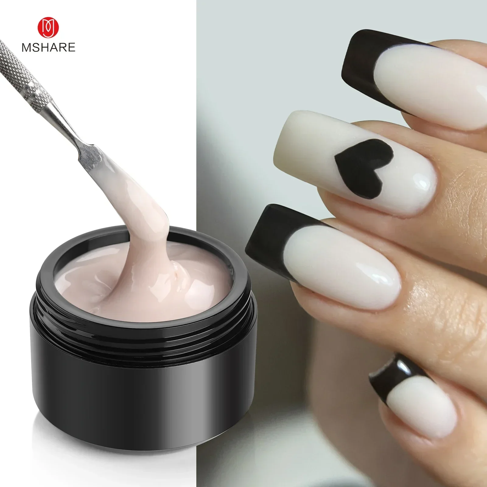 MSHARE 50 ml Natural Nails Gel Builder Nalil Tpo Free Selbstnivellierendes Gel für die Nagelverlängerungskonstruktion Pink Shade UV-LED-Gel