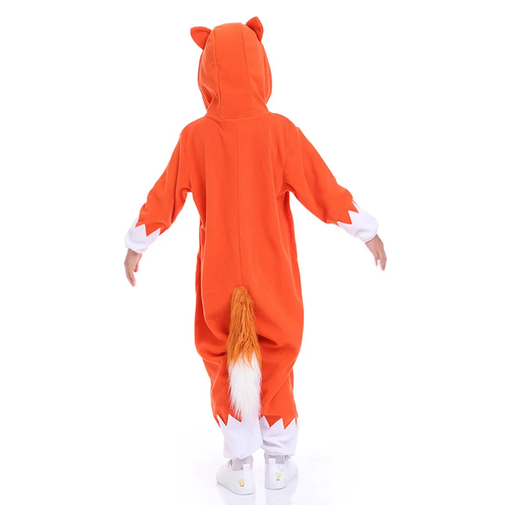 Costume de Cosplay de Renard pour Enfant, Combinaison à Capuche de Dessin Animé, Vêtements de Nuit, Tenues d'Halloween, de Carnaval, Déguisement Imbibé