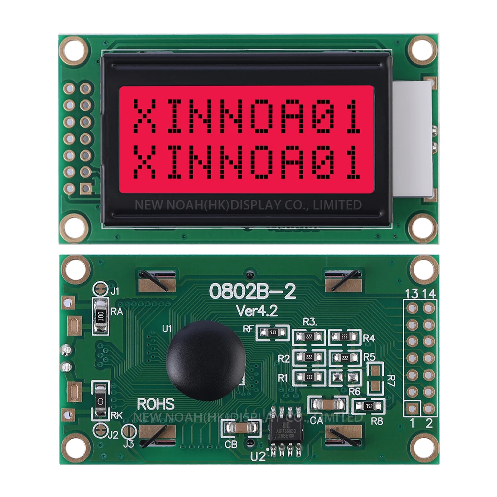 Red Light Black Letters 0802B-2 3.3V Character LCD Display Screen 2X8 LCD 8*2 0802 8X2 Ready To Ship LCM Display Module In Stock