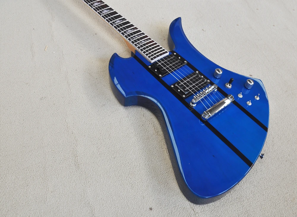 6 Strings Blue Electric Guitar with Humbuckers,Rosewood Fretboard,Can be Customized