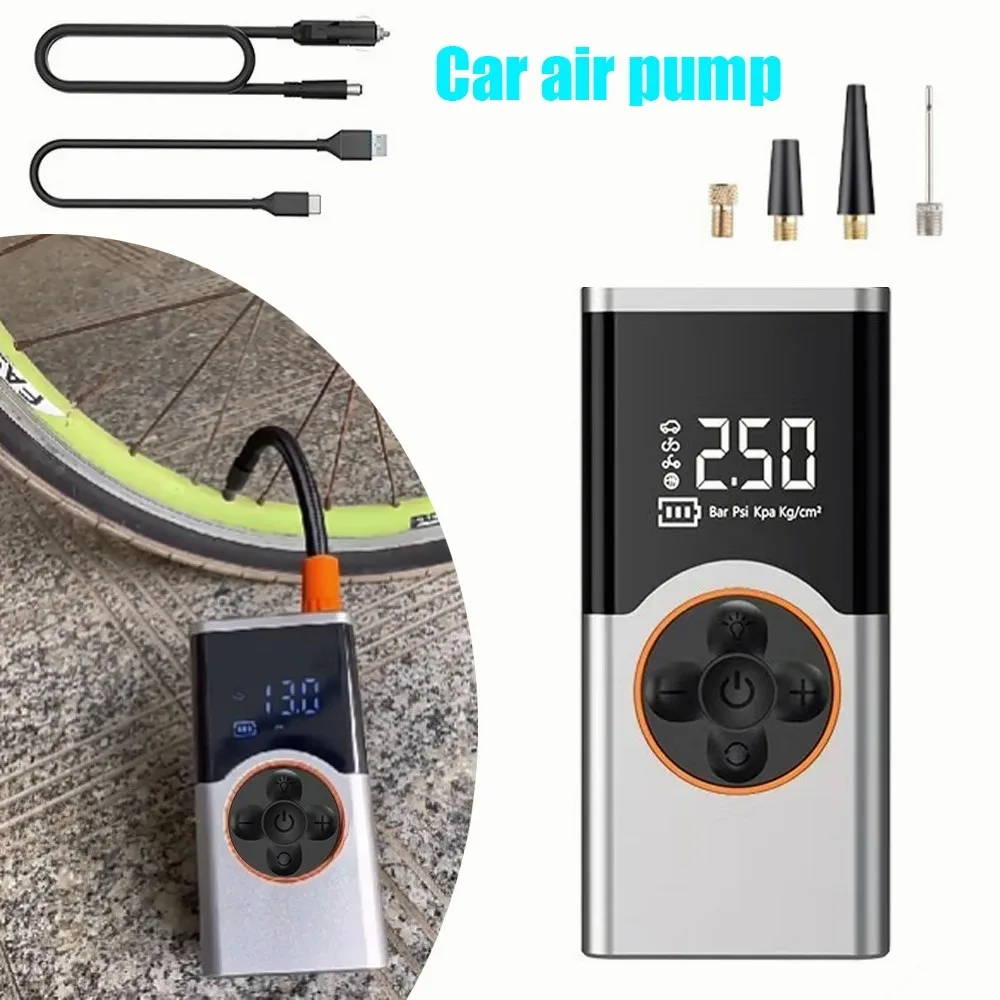 

1 Pcs Multi Function Car Tire Inflator High Pressure Portable Fast Air Pump Built in LED Emergency Light Digital Pressure Gauge