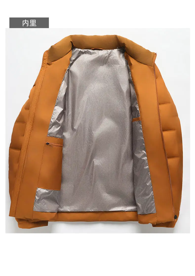 Weiße Daunenjacken 2026 Herbst Winter Herren Warme Kurze Leichte Steppjacke Winddichte Lässige Gefütterte Oberbekleidung – Detail 11