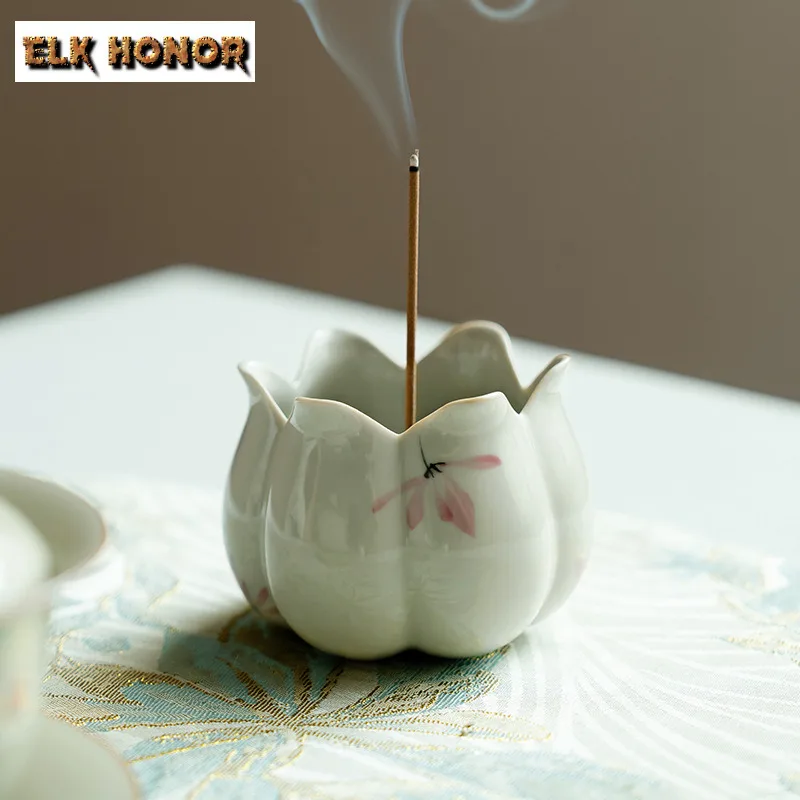 مرسومة باليد الوردي السحلية خط صغير حامل البخور البخور الدخان شلال البخور المعلقات عزز مبخرة حفل الشاي حلية