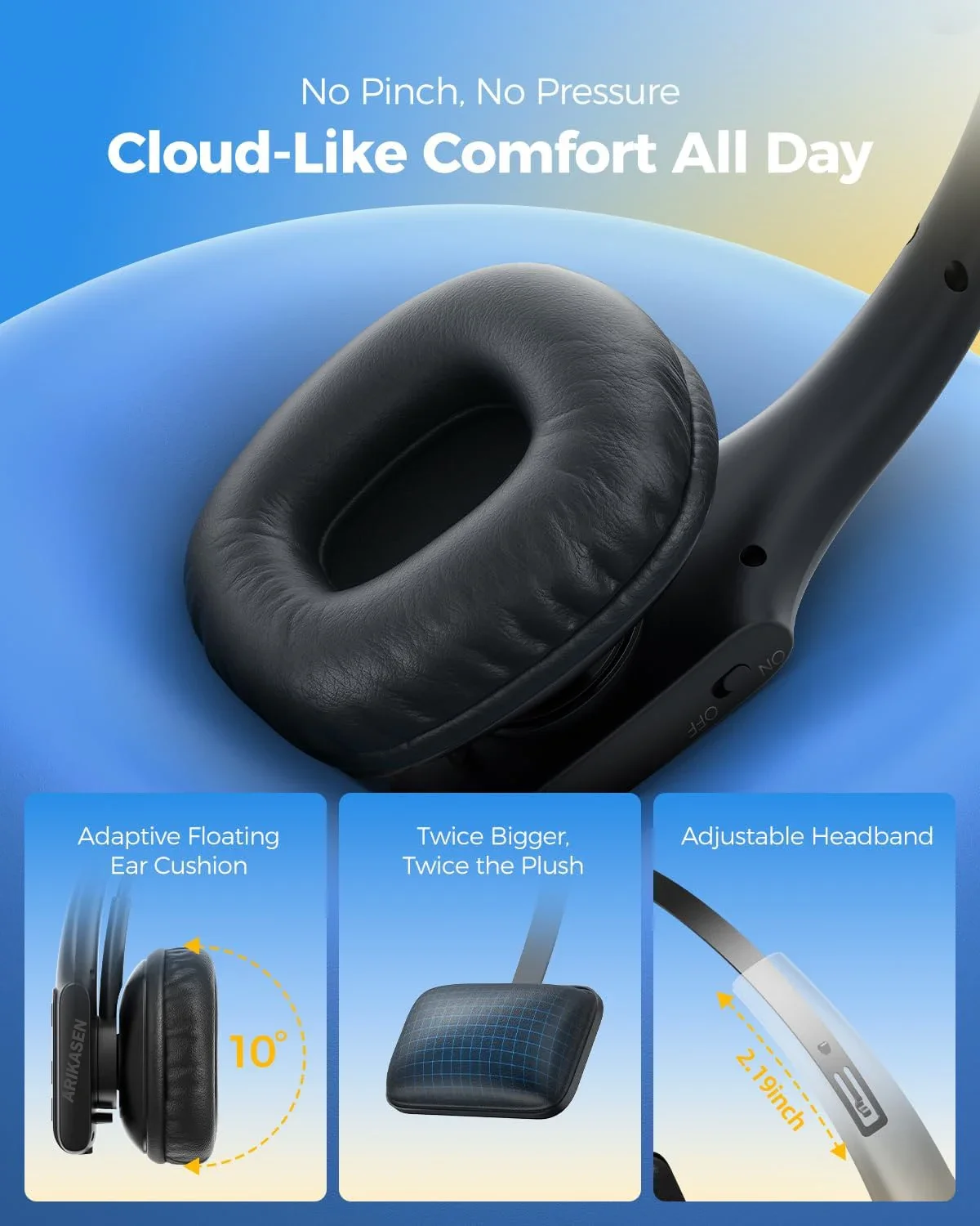 سماعة رأس بخاصية البلوتوث لسائقي الشاحنات، سماعات رأس لاسلكية مع ميكروفون لإلغاء الضوضاء لاجتماعات العمل والمكالمات والكمبيوتر المحمول والهاتف