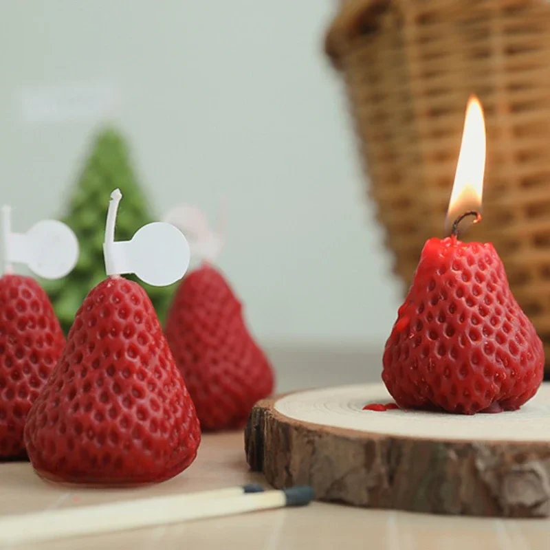 Sweet Strawberry Candle for Handmade Soap Resin Epoxy Plaster Chocolate Party Decoration Gift Wax