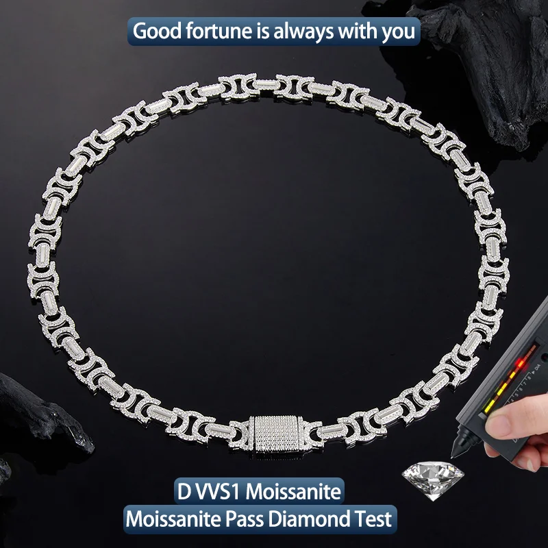 

S925 Silver Moissanite Cuban link Necklaces 17.5~27.5inch HipHop Style Jewelry Personalized customization Valentine's Day Gift
