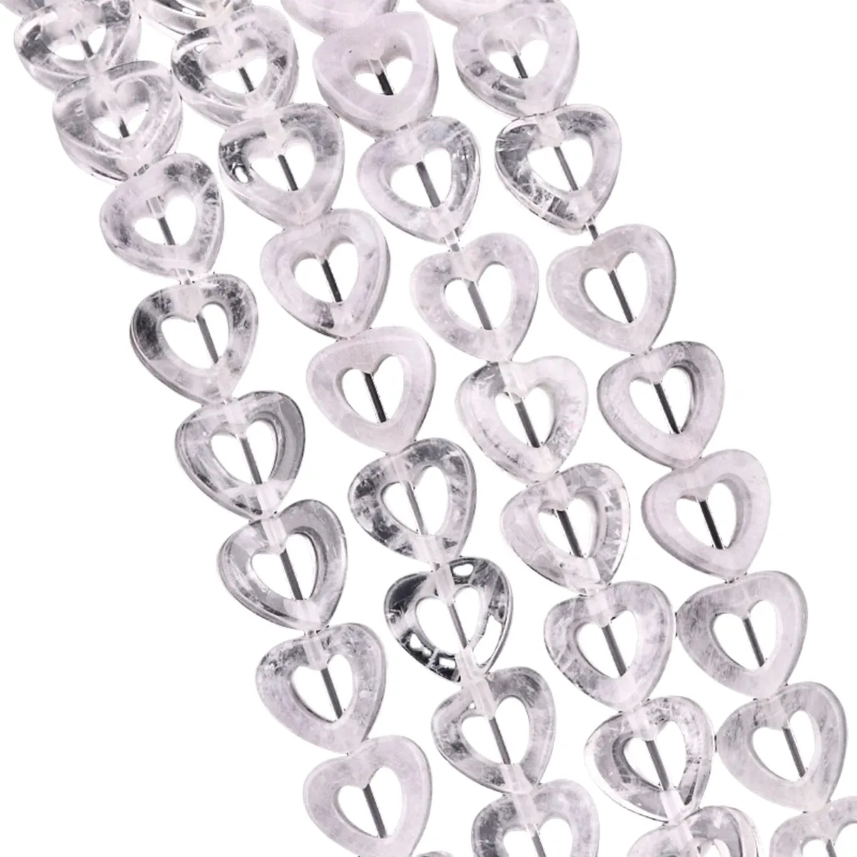 

Quartz Crystal 10MM Hollow Heart Shape Gemstone Beads for DIY Making Jewelry Natural Lucky Love Stone 18PCS&20CM