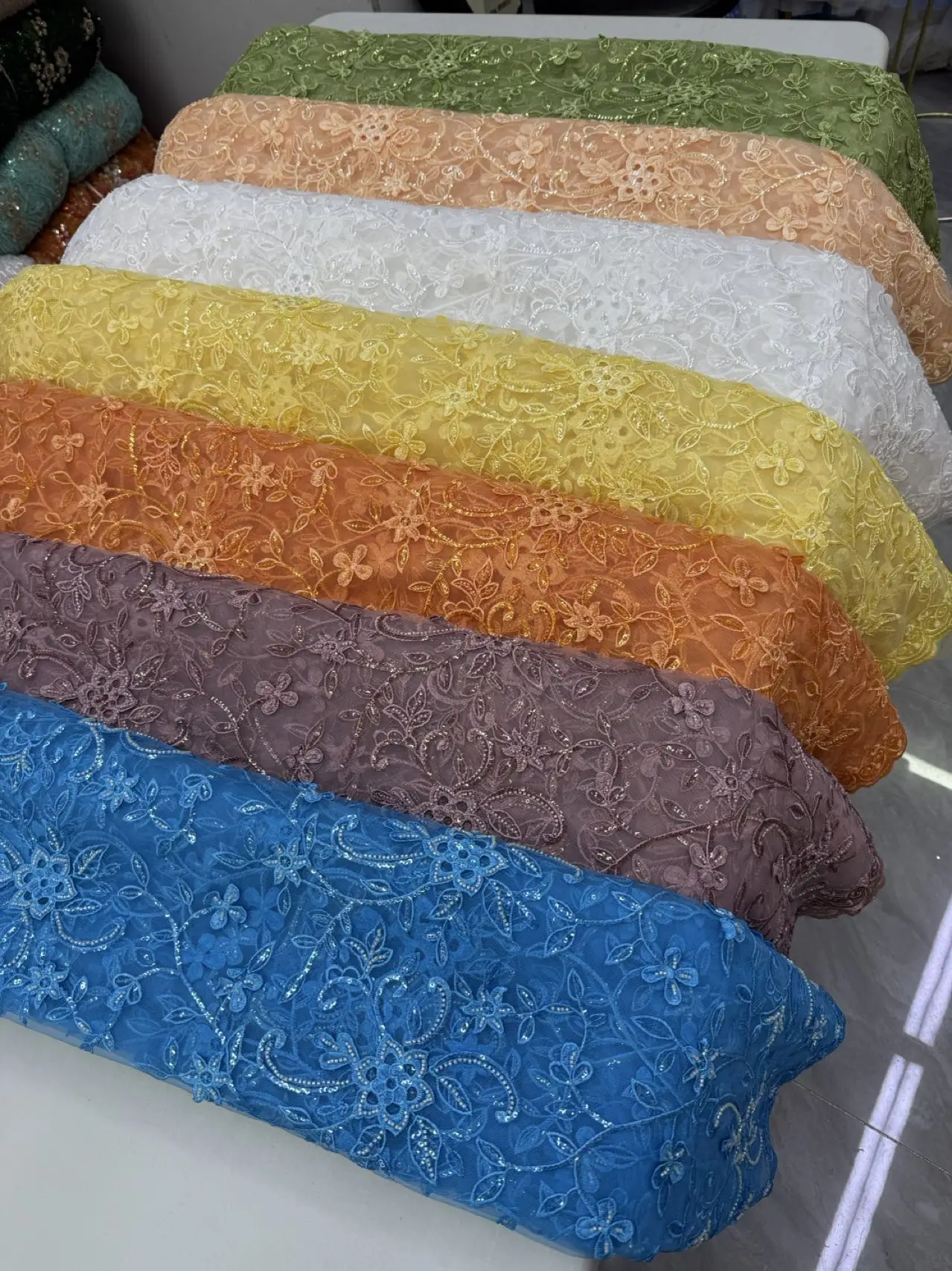 ナイジェリアビーズ刺繍レース2025高品質フレンチネットスパンコールチュールアフリカレース生地、高級ウェディングパーティー用