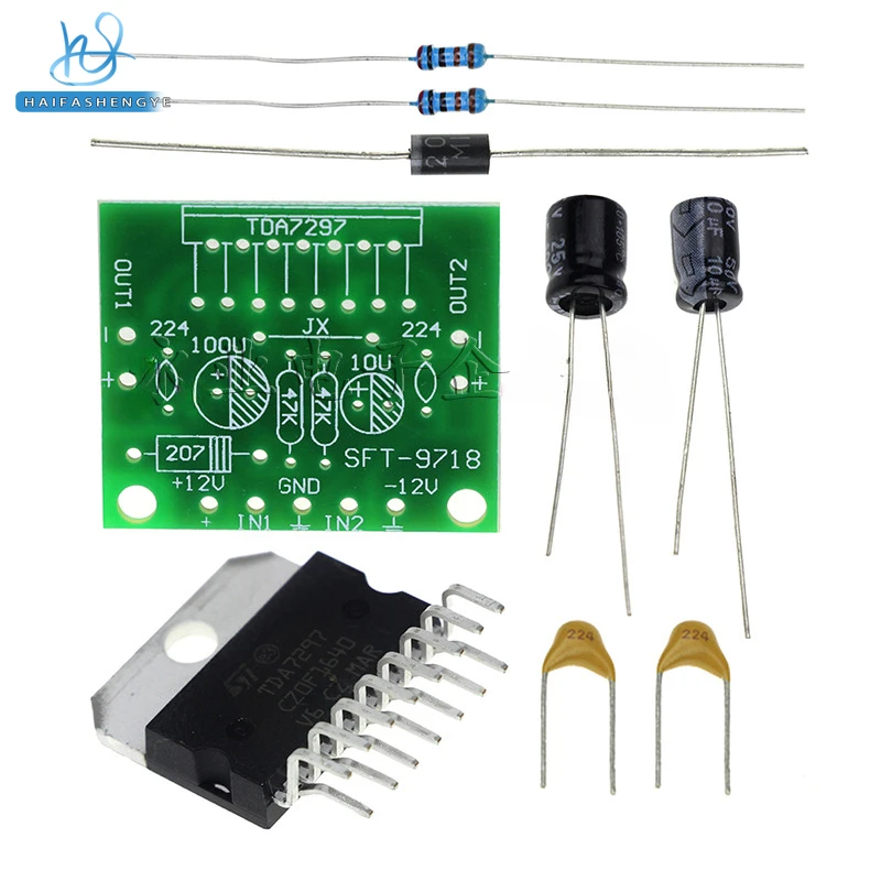 TDA7297 Power Amplifier Board Loose Parts Direct Current DC 12V Pure Posterior Stage 2.0 Dual Channel 15W+15W Electron DIY Kit