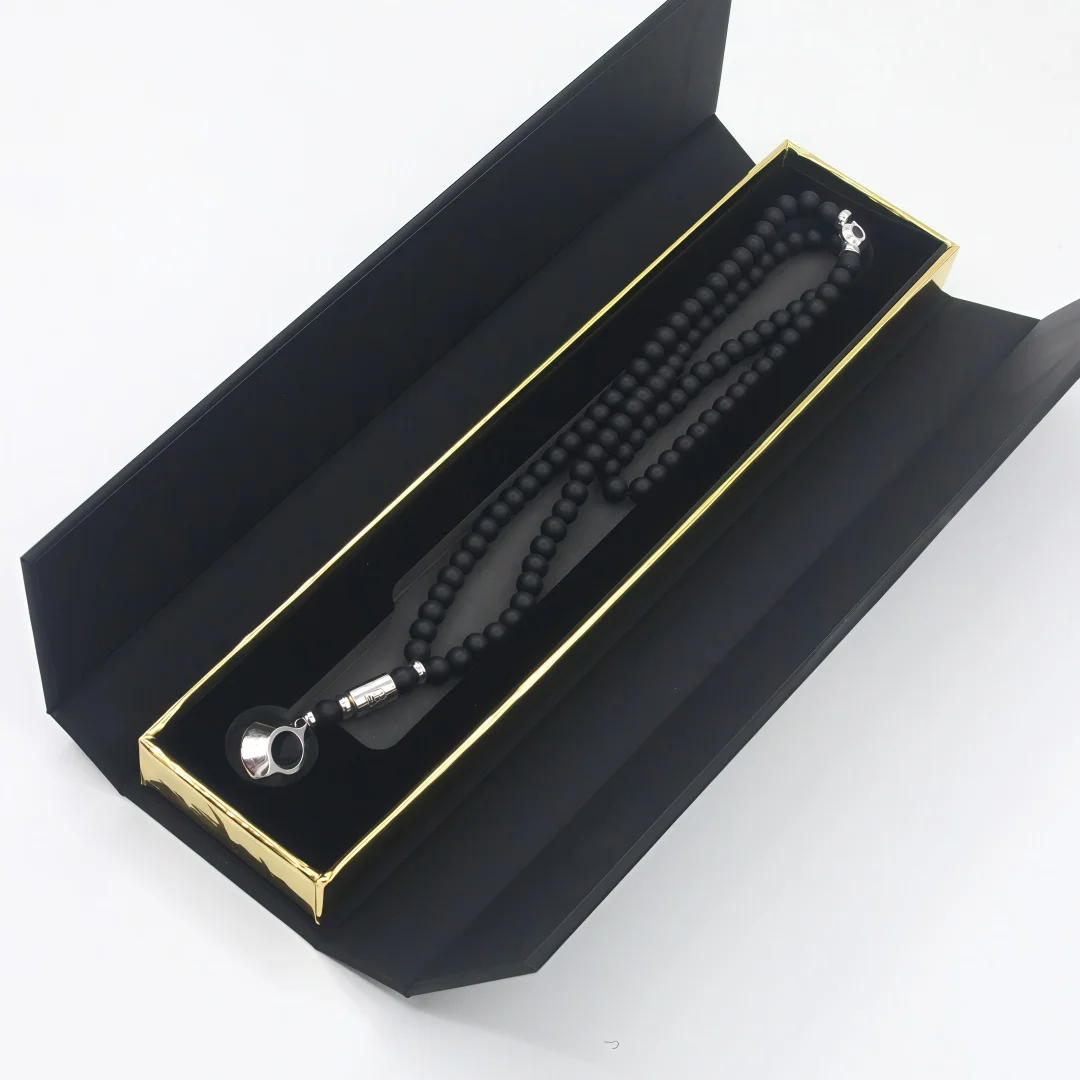 New Black Gallstone Muslim Prayer Beads Gift Box Islamic Praise Beads Arab String Türkiye Men's and Women's Festival Gift view 5