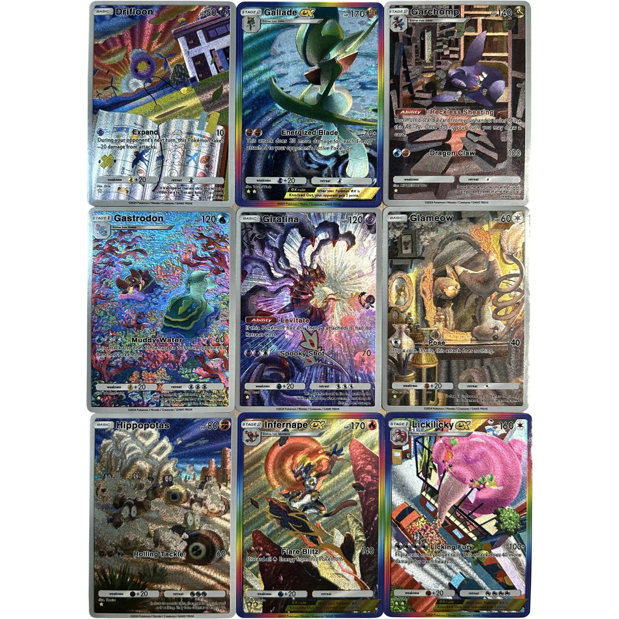 

9 шт./компл. PTCG английская текстура флэш-карта Garchomp Gallade Lickilicky Giratina Diy самодельная классическая коллекция аниме карточная игрушка