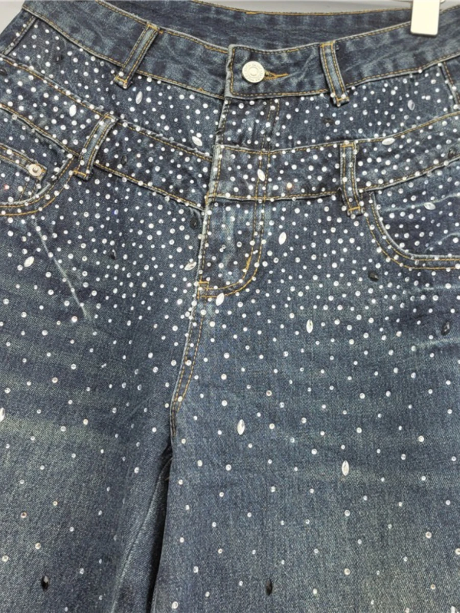 GALCAUR الصلبة تقسم الماس شيك السراويل الإناث عالية الخصر فضفاضة مكتب تخفيف المرأة بنطال ذو قصة أرجل واسعة الخريف موضة جديدة