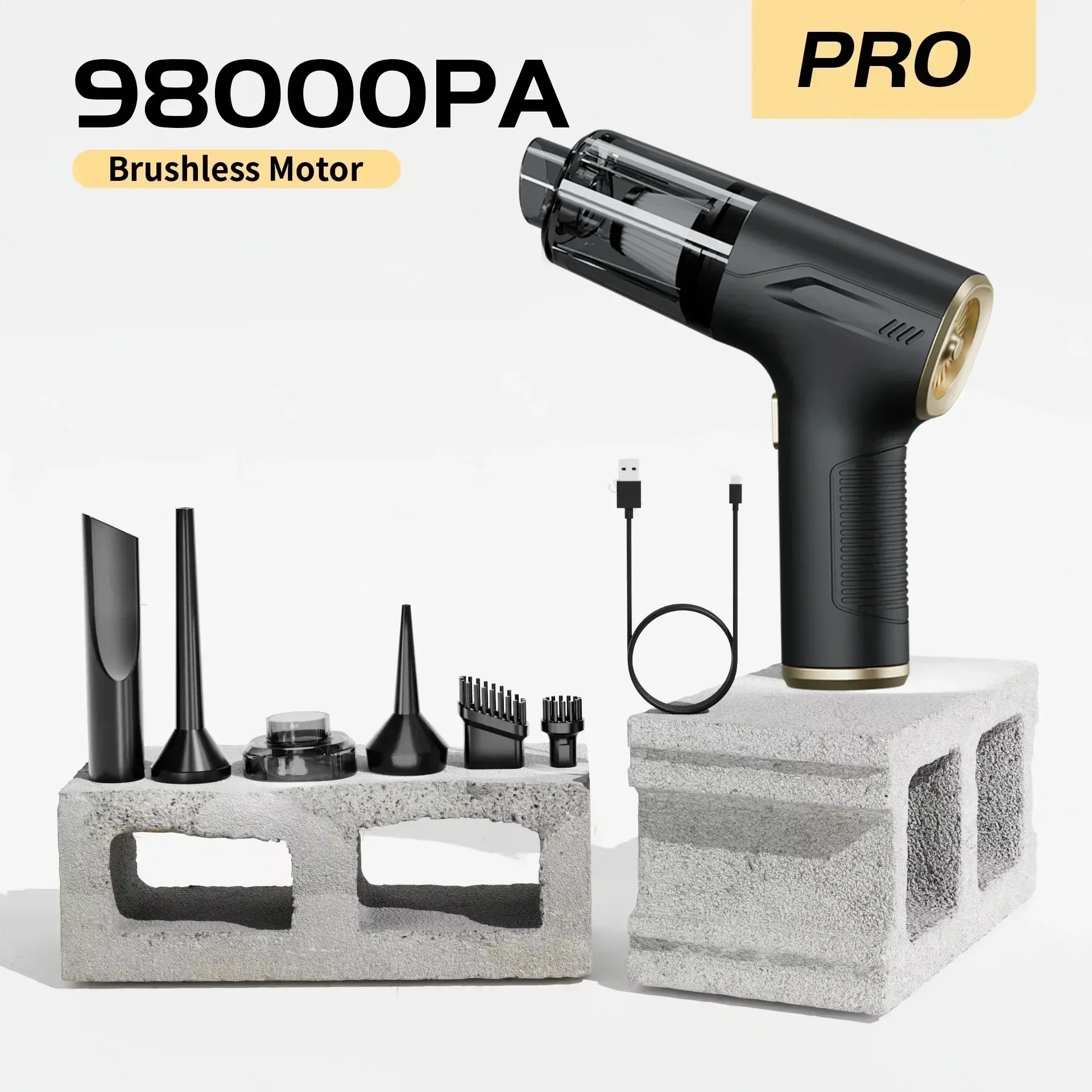 CENRR 98000PA Mini-autostofzuiger Draadloze krachtige draadloze autoreiniger Handheld draagbare stofzuiger Luchtpistool