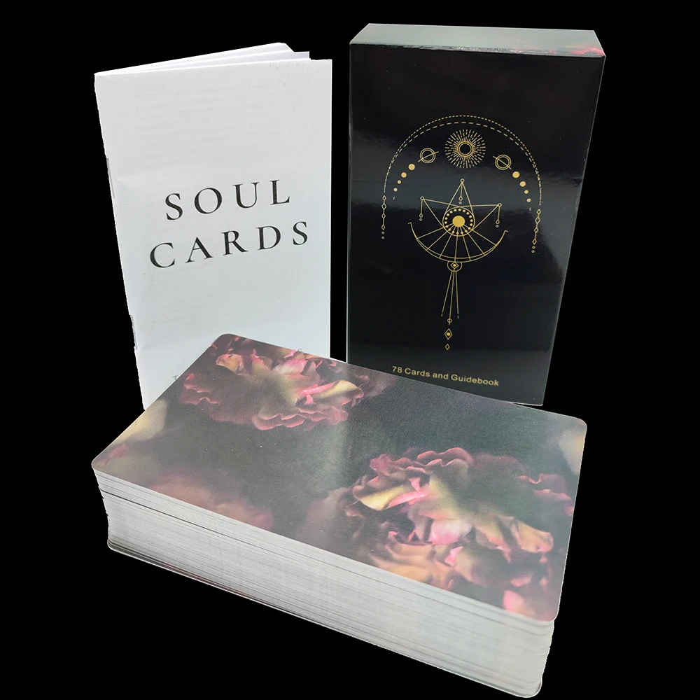 12CM×7CM Black .Soul Cards Divination Tarot  with Guide Book,  78 Cards for Beginners and Experts