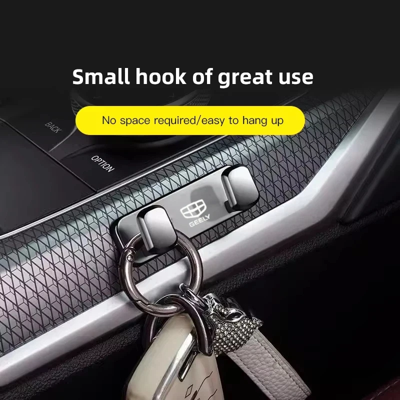 Metal Alloy Car Hook Indoor Wall Hanger Sticker Auto Storage Accessories For Geely Boyue XingyueL Emgrand X7 SUV GT GC9