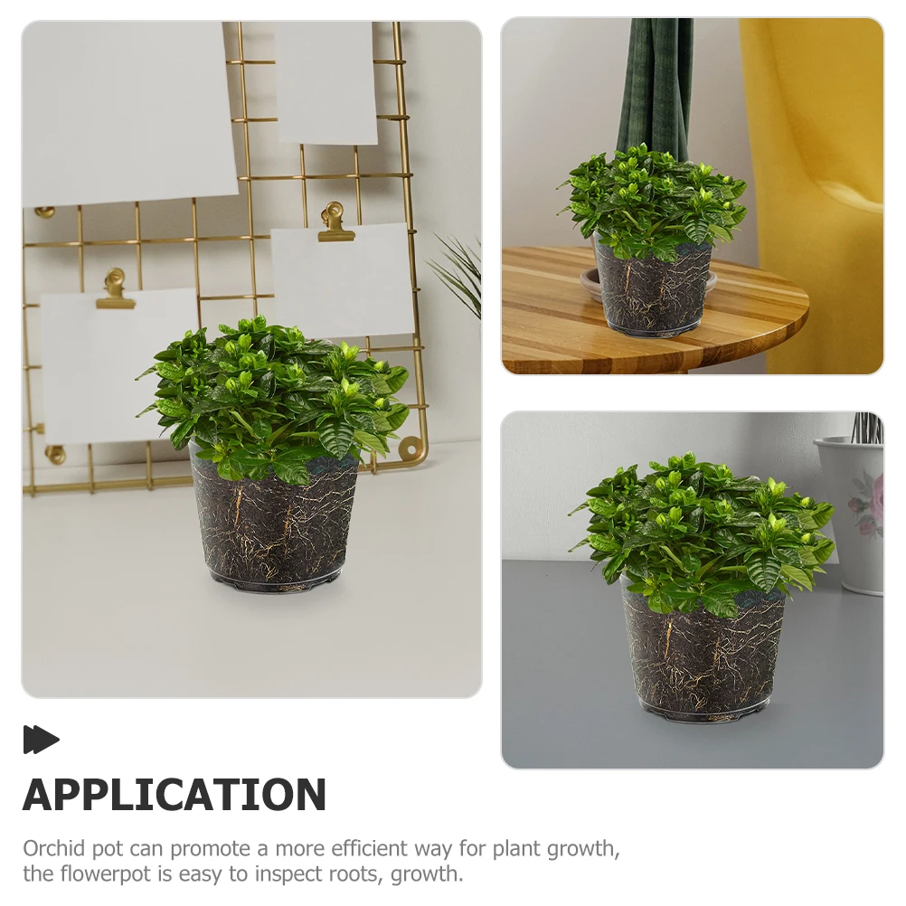 

6 Pcs Transparent Flower Pot Set Large Plant Pots Indoor Houseplant Planter Nursery Orchid Potting Clear Hole