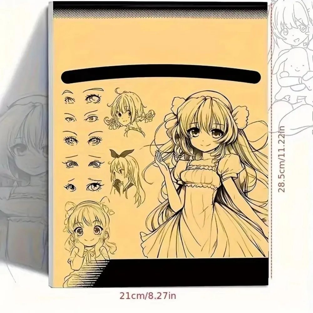 シンプルな48ページのラインアート描画ブック、手描きのアウトライン練習用絵画、手描きブック、アニメラインドラフトブック、初心者向け