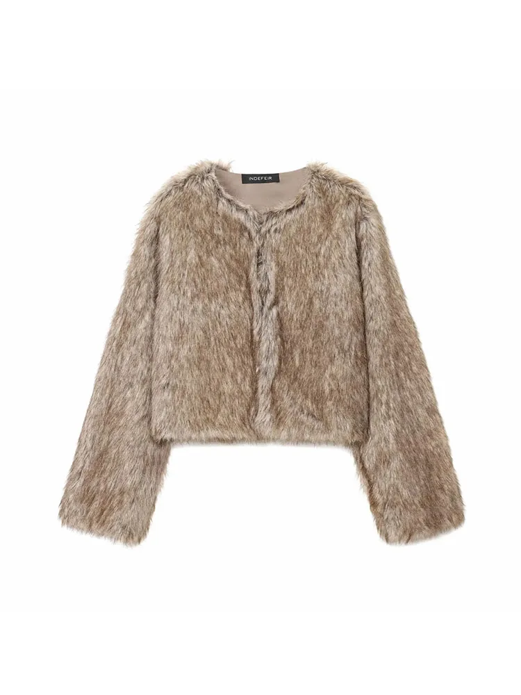 المرأة الخريف الشتاء سترة جديدة خريف جديد كم طويل فو الفراء تأثير سترة دافئة قصيرة شخصية الموضة غير رسمية تنوعا #1