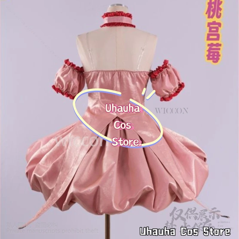 Anime Tokyo Mew Mew Cosplay Momomiya Ichigo Costume Pink Dress Lolita Strawberry Cat Ear Tail Props Wigs For Girls Customized