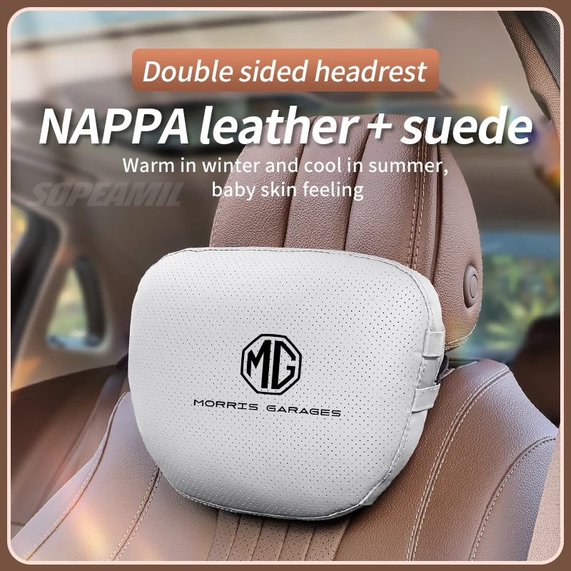 

MG ZS Hybrid+ HS ES5 MG4 S5 EV EZS ONE MG3 MG5 MG6 MG7 Leather Suede Car Headrest Soft Neck Pillow Seat Lumbar cushion Support