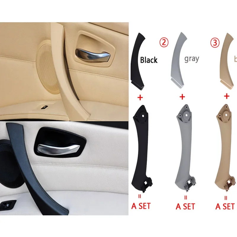 2x Car Inner Handle Interior Door Panel Pull Trim Cover Gray Beige Black left Right For  3 series E90 E91 316 318 320 325 328