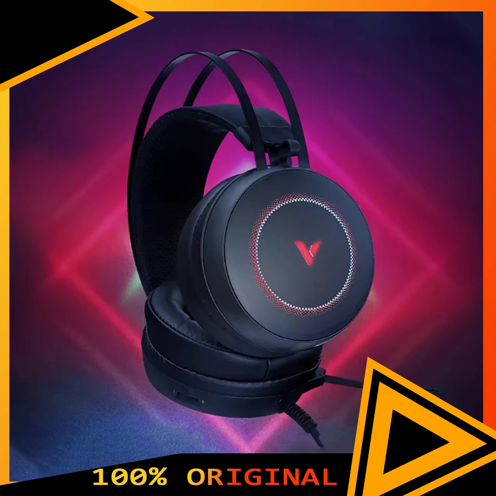 

Rapoo VH160 Headphones Virtual 7.1 Surround Sound Effect RGB Low Delay Gaming Earphone Noise Reduction Microphone and Earmuffs