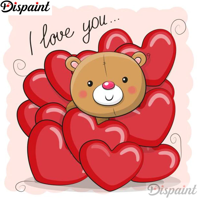 

Dispaint Full Square/Round Drill 5D DIY Diamond Painting "Heart bear" Embroidery Cross Stitch 3D Home Decor A12644