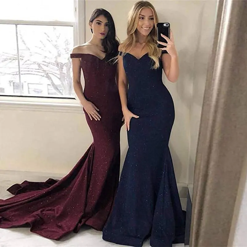 Sexy Mermaid Formal Evening Dress Off Shoulder Sequin Ruffles Cap Sleeve Court Train Modern Cocktail Dress 2025 Free Customized