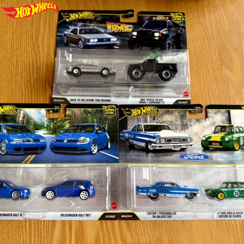 

New Hot Wheels HBL96 Back To The Future Premium Exclusive 2-Pack Set Volkswagen Golf Ford Anglia Car Culture Toy Vehicles