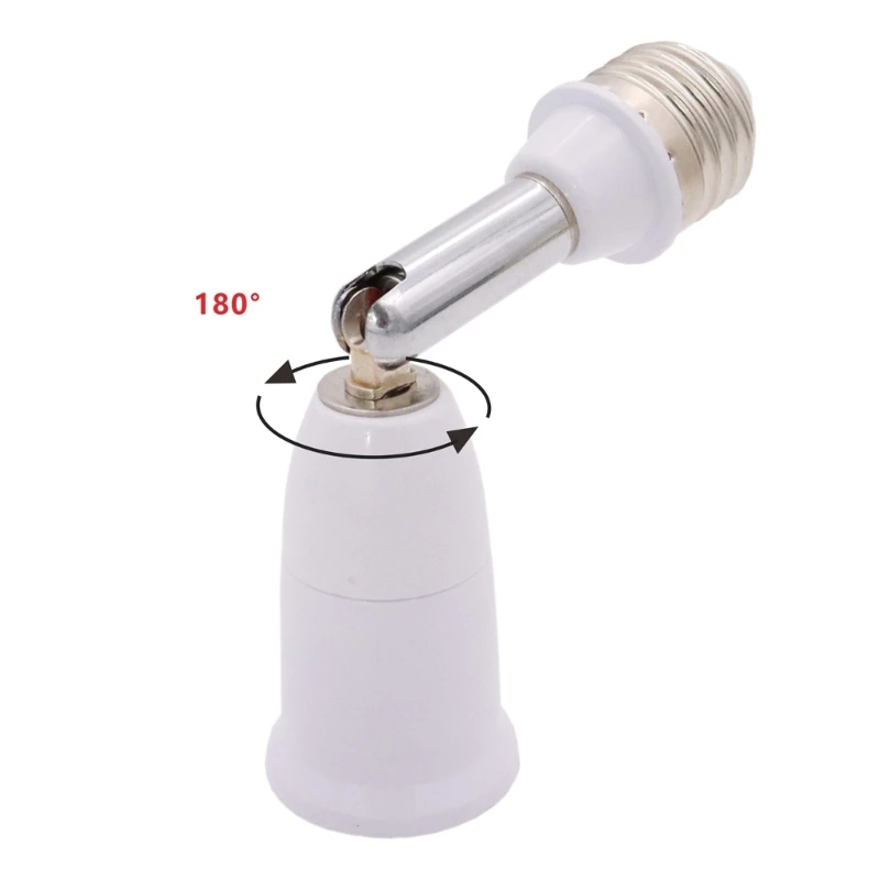 E27 to E27 180 Degree Bendable Light Bulb Socket Extender Adjustable Socket Converter for LED, Incandescent, Fan, Dropship