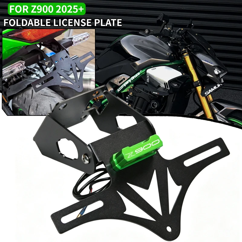 Für Kawasaki Z900 Z 900 SE 2025 2026 Motorrad Klappbarer Kennzeichenhalter Fender Eliminator Nummernschildhalterung mit Beleuchtung