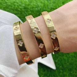Gold Color Smart Zircon Flower Bracelet Bangle for Women Jewelry Gift