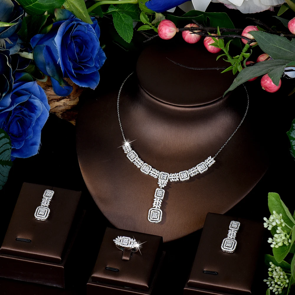 

Retro simple everyday light luxury sliver color set necklace earrings women dress decorative jewelry wedding party gift M-878