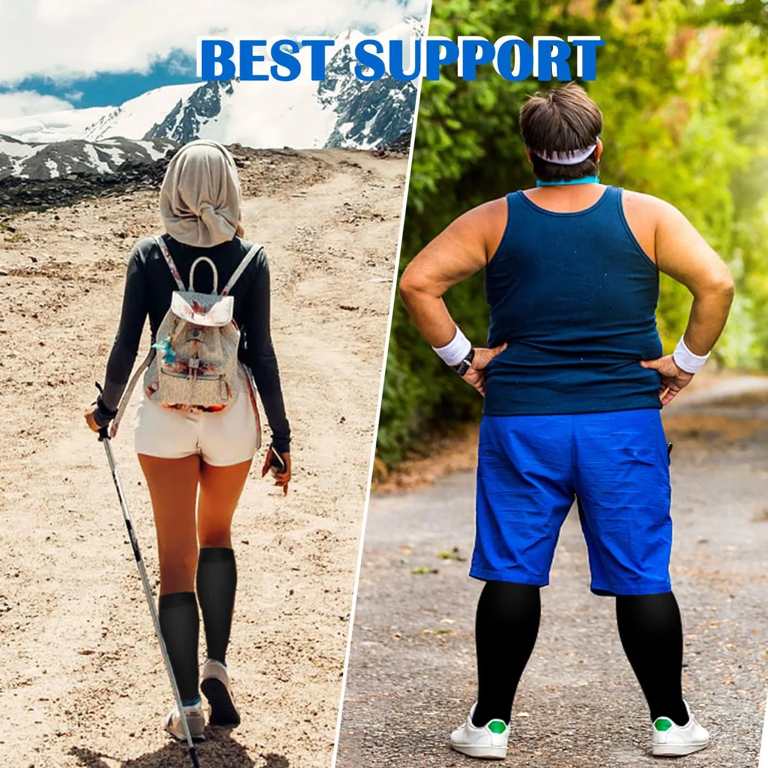 Immagine 6: Calze a compressione per donna e uomo, 4 paia, il miglior supporto per infermieri, corsa, viaggi