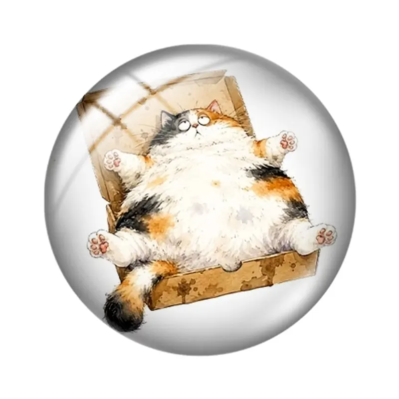Watercolor Lazy Cats 12/18/20/25mm glass cabochon  bracelet pendant rings for jewelry demo earrings back Making findings