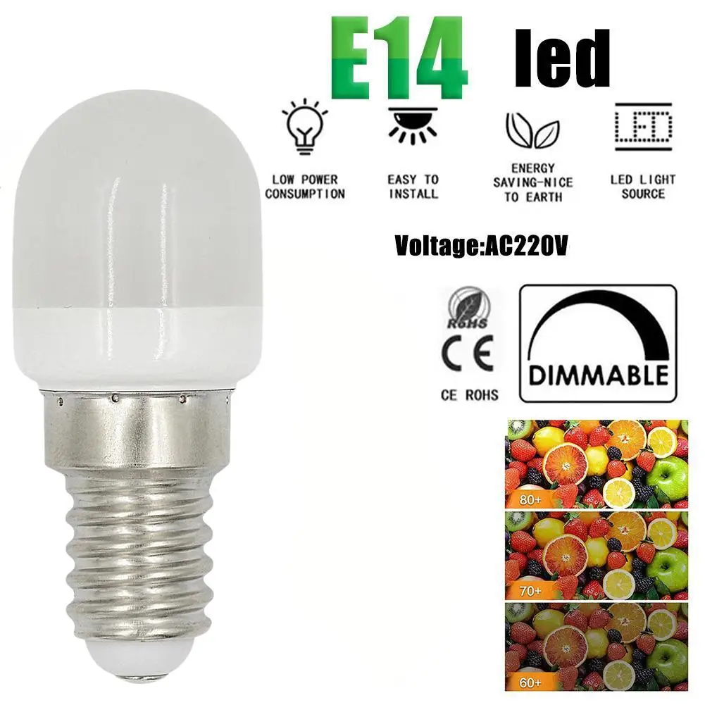 Refrigerator Light Bulb 220V E14 Screw Bulb Cabinet Home Display Lamp High Brightness For Furniture,office Lighting Accesso Y1K9