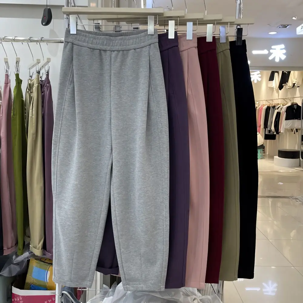 

2023 Autumn/winter Grey Sports Pants Women's Crop Pants Small Radish Pants Casual Loose Fit Sports Pants