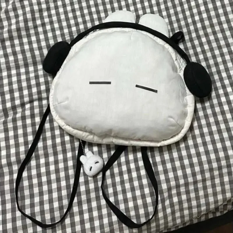 

Kawaii Earphone Bunny Backpack For Women White Black Rabbit Head Shape Schoolbag Portable Large Capacity Travel Knapsacks