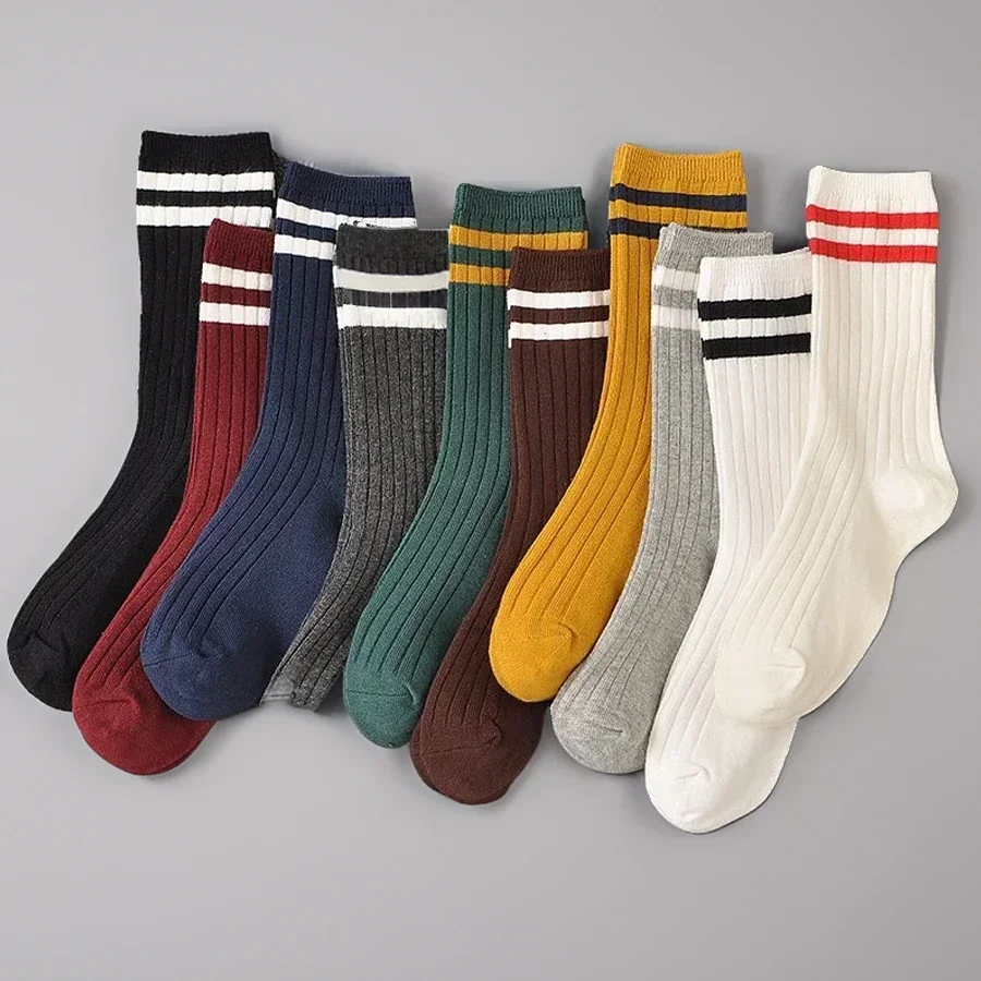 

10 Pairs Women's Soft Combed Knee-High Socks Seamless Toe Black Blue Gray Red Green Yellow White Brown