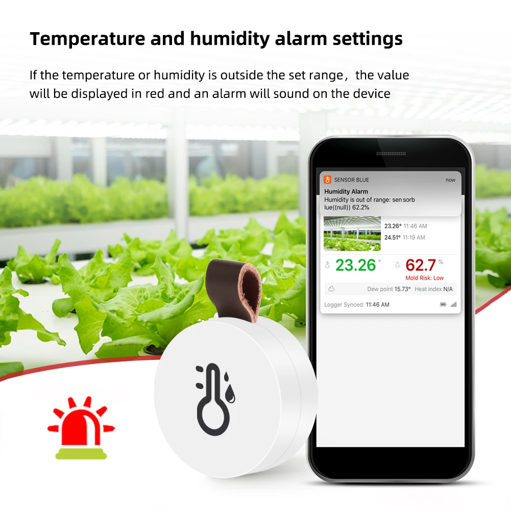 Wireless Bluetooth Thermometer Hygrometer Smart Data Logger Temperature Humidity Recorder Meter APP Control MEMS Sensor Alarm