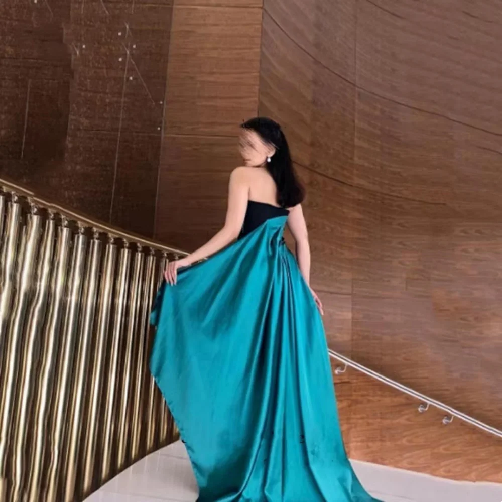 تخصيص رائعة Ruched المرأة فستان حفلة موسيقية مثير بلا أكمام الساحرة حورية البحر الطابق طول فستان الحفلات المرأة الساتان ثوب مسائي